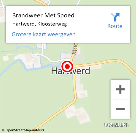 Locatie op kaart van de 112 melding: Brandweer Met Spoed Naar Hartwerd, Kloosterweg op 5 december 2013 17:10
