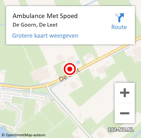 Locatie op kaart van de 112 melding: Ambulance Met Spoed Naar De Goorn, De Leet op 9 februari 2016 11:08