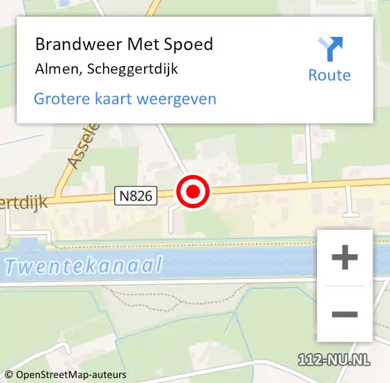 Locatie op kaart van de 112 melding: Brandweer Met Spoed Naar Almen, Scheggertdijk op 5 december 2013 17:10