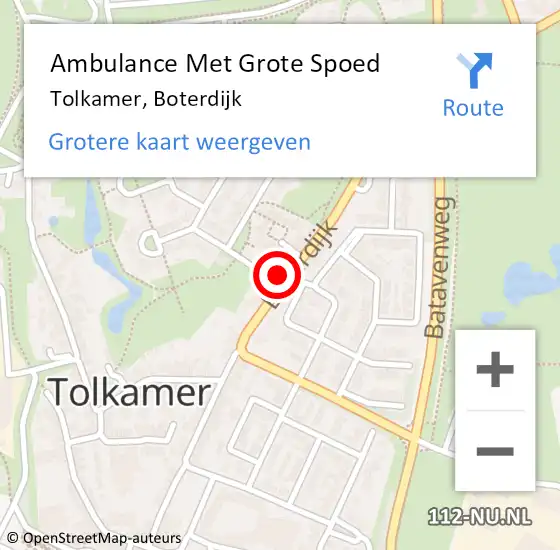 Locatie op kaart van de 112 melding: Ambulance Met Grote Spoed Naar Tolkamer, Boterdijk op 9 februari 2016 12:51