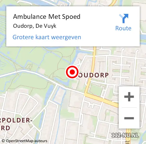 Locatie op kaart van de 112 melding: Ambulance Met Spoed Naar Oudorp, De Vuyk op 9 februari 2016 13:21