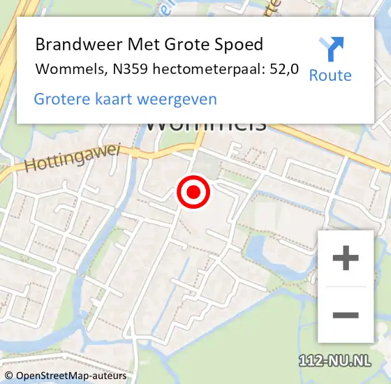 Locatie op kaart van de 112 melding: Brandweer Met Grote Spoed Naar Wommels, N359 hectometerpaal: 52,0 op 9 februari 2016 13:28