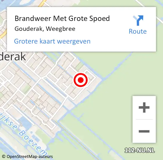 Locatie op kaart van de 112 melding: Brandweer Met Grote Spoed Naar Gouderak, Weegbree op 9 februari 2016 13:53