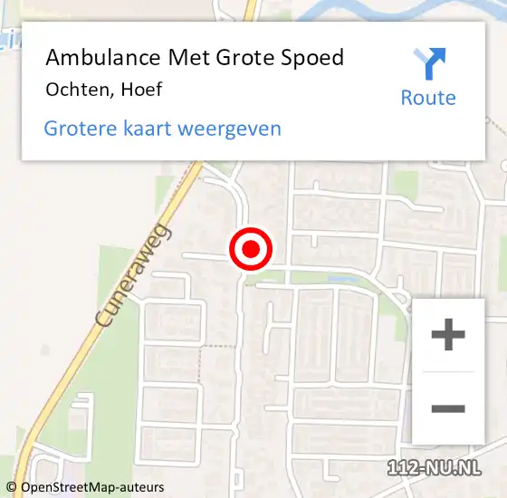 Locatie op kaart van de 112 melding: Ambulance Met Grote Spoed Naar Ochten, Hoef op 9 februari 2016 14:29