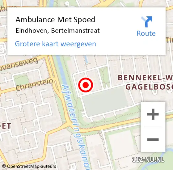 Locatie op kaart van de 112 melding: Ambulance Met Spoed Naar Eindhoven, Bertelmanstraat op 9 februari 2016 14:33