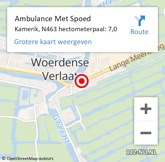 Locatie op kaart van de 112 melding: Ambulance Met Spoed Naar Kamerik, N463 hectometerpaal: 7,0 op 9 februari 2016 15:15