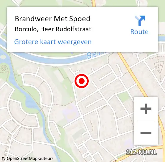 Locatie op kaart van de 112 melding: Brandweer Met Spoed Naar Borculo, Heer Rudolfstraat op 9 februari 2016 15:31