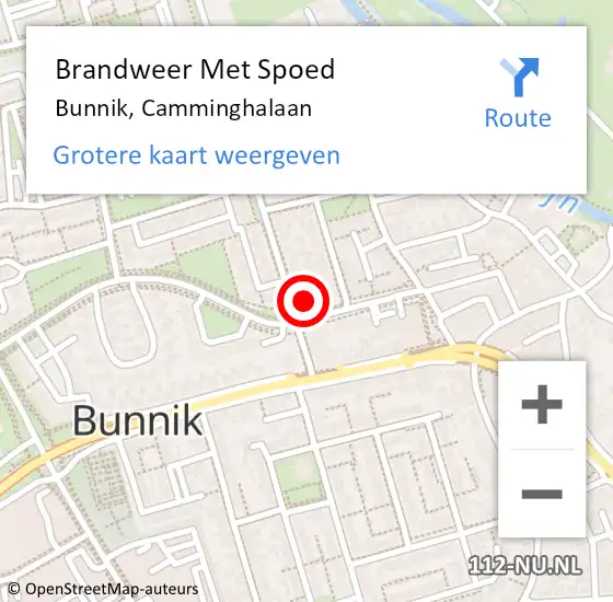 Locatie op kaart van de 112 melding: Brandweer Met Spoed Naar Bunnik, Camminghalaan op 5 december 2013 17:21