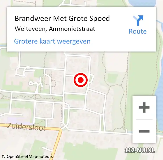 Locatie op kaart van de 112 melding: Brandweer Met Grote Spoed Naar Weiteveen, Ammonietstraat op 9 februari 2016 16:03