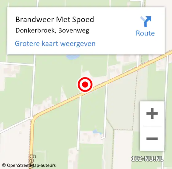 Locatie op kaart van de 112 melding: Brandweer Met Spoed Naar Donkerbroek, Bovenweg op 9 februari 2016 16:17