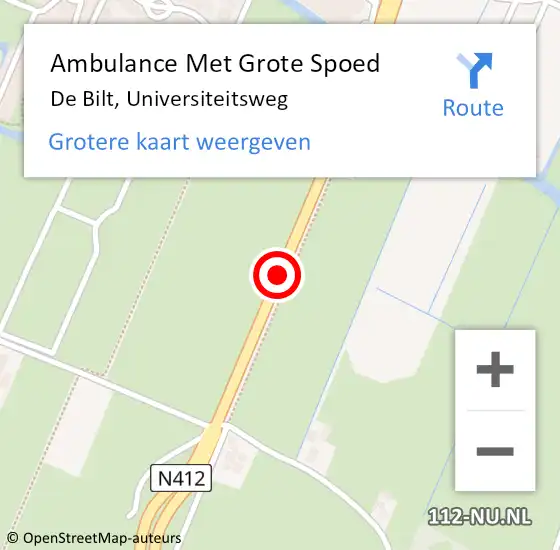 Locatie op kaart van de 112 melding: Ambulance Met Grote Spoed Naar De Bilt, Universiteitsweg op 9 februari 2016 16:19
