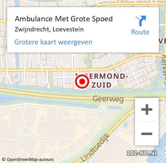 Locatie op kaart van de 112 melding: Ambulance Met Grote Spoed Naar Zwijndrecht, Loevestein op 9 februari 2016 16:37