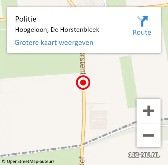 Locatie op kaart van de 112 melding: Politie Hoogeloon, De Horstenbleek op 9 februari 2016 16:58