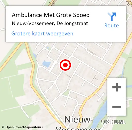 Locatie op kaart van de 112 melding: Ambulance Met Grote Spoed Naar Nieuw-Vossemeer, De Jongstraat op 9 februari 2016 17:04