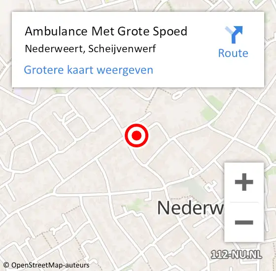 Locatie op kaart van de 112 melding: Ambulance Met Grote Spoed Naar Nederweert, Scheijvenwerf op 9 februari 2016 17:31