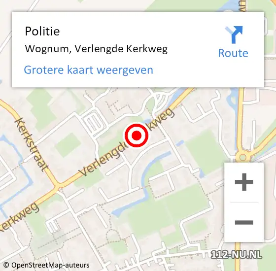 Locatie op kaart van de 112 melding: Politie Wognum, Verlengde Kerkweg op 9 februari 2016 17:48