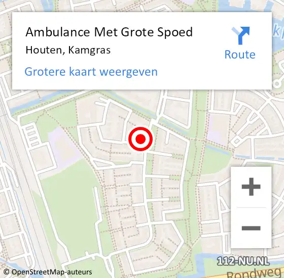 Locatie op kaart van de 112 melding: Ambulance Met Grote Spoed Naar Houten, Kamgras op 9 februari 2016 17:57