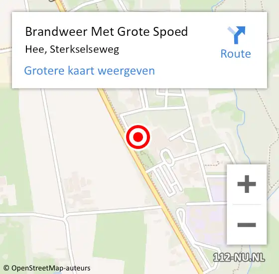 Locatie op kaart van de 112 melding: Brandweer Met Grote Spoed Naar Hee, Sterkselseweg op 9 februari 2016 18:02