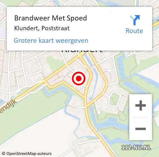 Locatie op kaart van de 112 melding: Brandweer Met Spoed Naar Klundert, Poststraat op 9 februari 2016 18:03