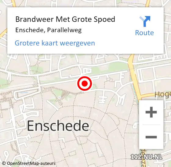 Locatie op kaart van de 112 melding: Brandweer Met Grote Spoed Naar Enschede, Parallelweg op 9 februari 2016 18:21