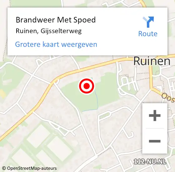 Locatie op kaart van de 112 melding: Brandweer Met Spoed Naar Ruinen, Gijsselterweg op 9 februari 2016 18:39