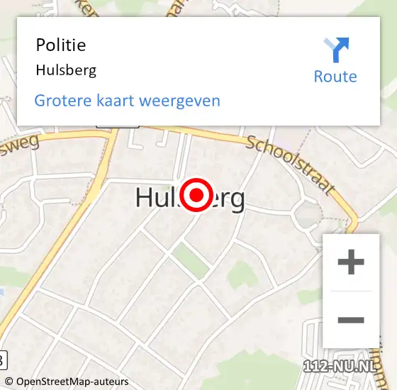 Locatie op kaart van de 112 melding: Politie Hulsberg op 9 februari 2016 18:50