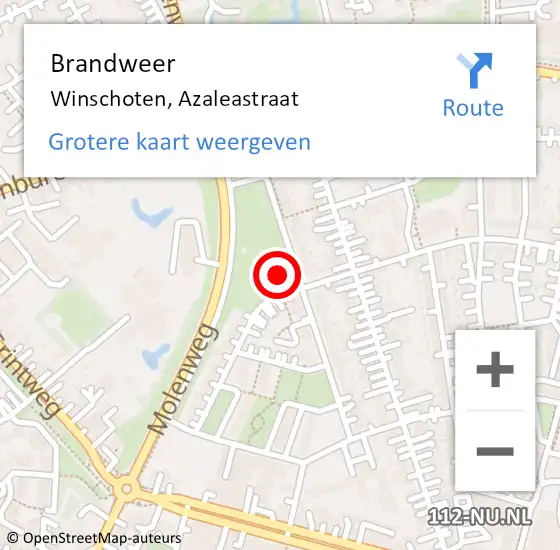 Locatie op kaart van de 112 melding: Brandweer Winschoten, Azaleastraat op 9 februari 2016 19:10