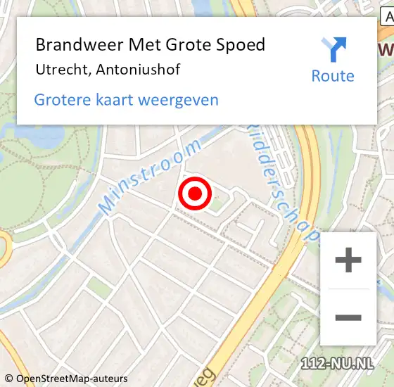 Locatie op kaart van de 112 melding: Brandweer Met Grote Spoed Naar Utrecht, Antoniushof op 9 februari 2016 19:11