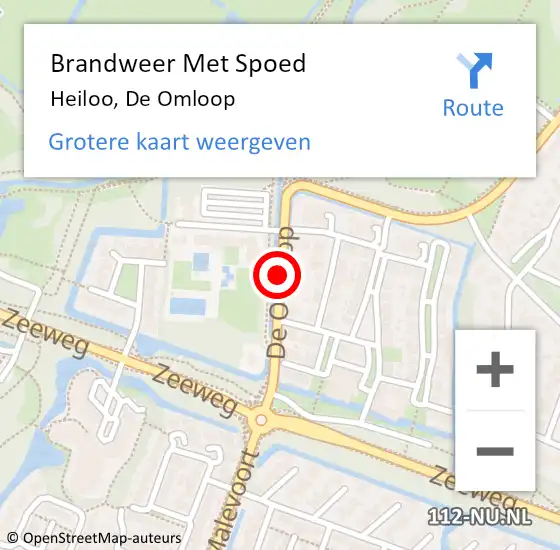 Locatie op kaart van de 112 melding: Brandweer Met Spoed Naar Heiloo, De Omloop op 9 februari 2016 19:35