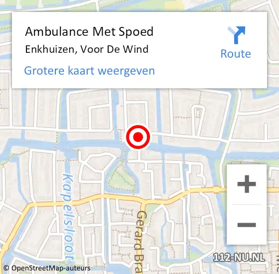 Locatie op kaart van de 112 melding: Ambulance Met Spoed Naar Enkhuizen, Voor De Wind op 9 februari 2016 19:56