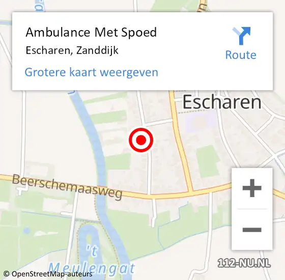 Locatie op kaart van de 112 melding: Ambulance Met Spoed Naar Escharen, Zanddijk op 9 februari 2016 20:08