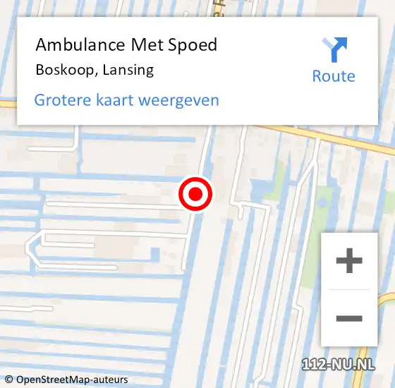 Locatie op kaart van de 112 melding: Ambulance Met Spoed Naar Boskoop, Lansing op 9 februari 2016 20:37