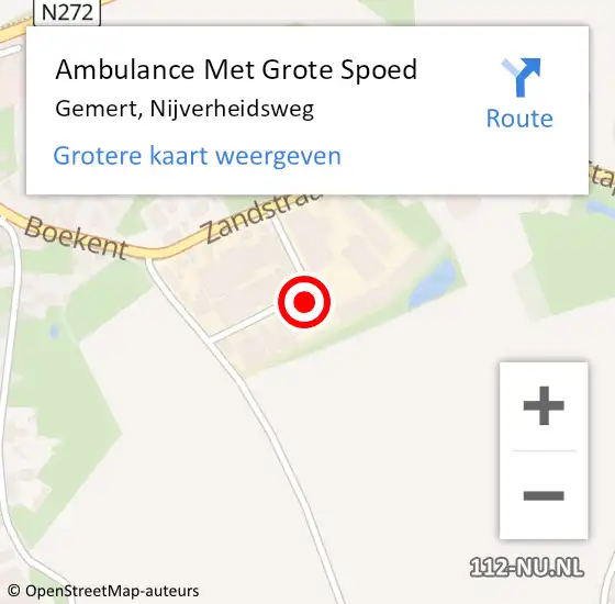 Locatie op kaart van de 112 melding: Ambulance Met Grote Spoed Naar Gemert, Nijverheidsweg op 9 februari 2016 20:53