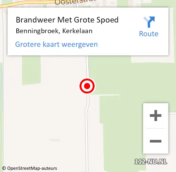 Locatie op kaart van de 112 melding: Brandweer Met Grote Spoed Naar Benningbroek, Kerkelaan op 9 februari 2016 21:02