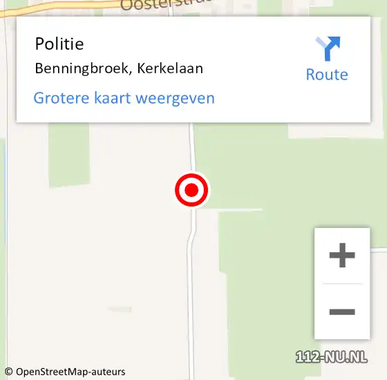 Locatie op kaart van de 112 melding: Politie Benningbroek, Kerkelaan op 9 februari 2016 21:05