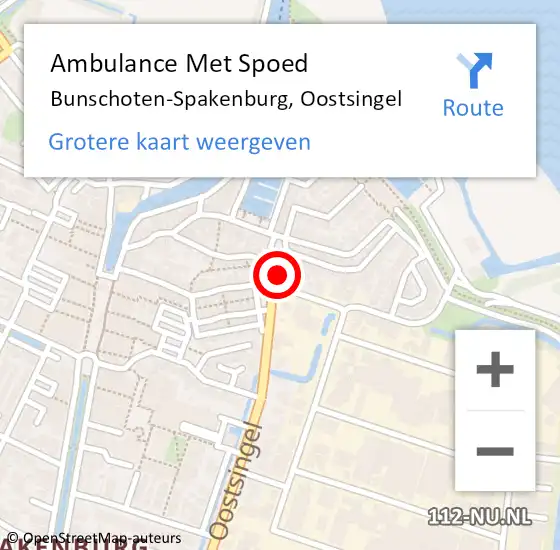 Locatie op kaart van de 112 melding: Ambulance Met Spoed Naar Bunschoten-Spakenburg, Oostsingel op 9 februari 2016 22:07