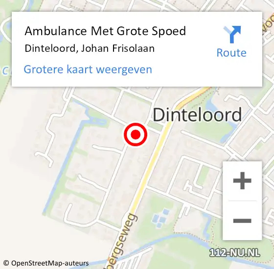 Locatie op kaart van de 112 melding: Ambulance Met Grote Spoed Naar Dinteloord, Johan Frisolaan op 9 februari 2016 22:36