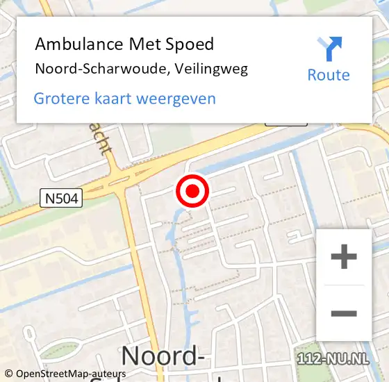 Locatie op kaart van de 112 melding: Ambulance Met Spoed Naar Noord-Scharwoude, Veilingweg op 9 februari 2016 22:55