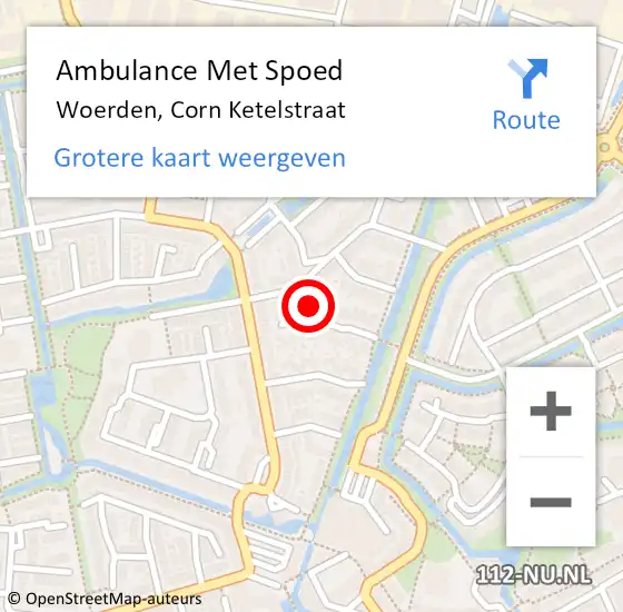 Locatie op kaart van de 112 melding: Ambulance Met Spoed Naar Woerden, Campinstraat op 9 februari 2016 23:02