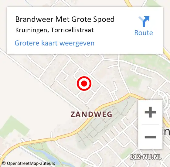 Locatie op kaart van de 112 melding: Brandweer Met Grote Spoed Naar Kruiningen, Torricellistraat op 5 december 2013 17:37