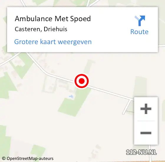 Locatie op kaart van de 112 melding: Ambulance Met Spoed Naar Casteren, Driehuis op 9 februari 2016 23:20