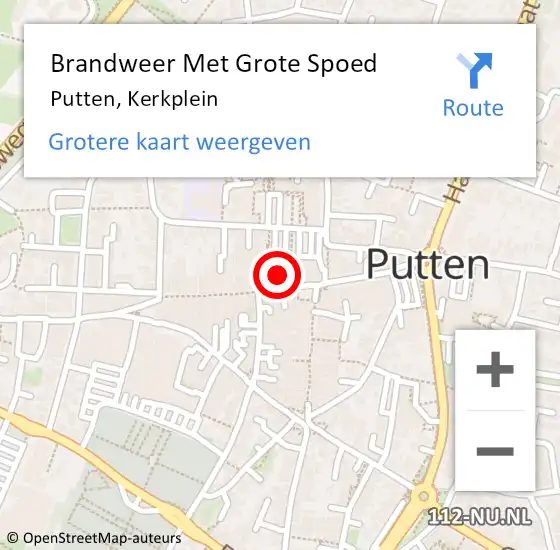 Locatie op kaart van de 112 melding: Brandweer Met Grote Spoed Naar Putten, Kerkplein op 10 februari 2016 02:00