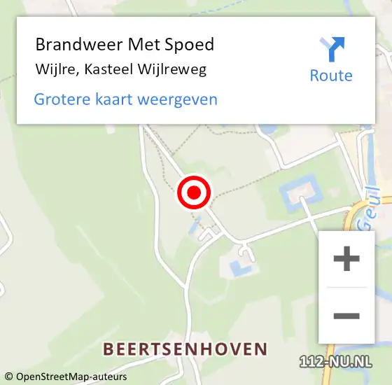 Locatie op kaart van de 112 melding: Brandweer Met Spoed Naar Wijlre, Kasteel Wijlreweg op 10 februari 2016 02:51