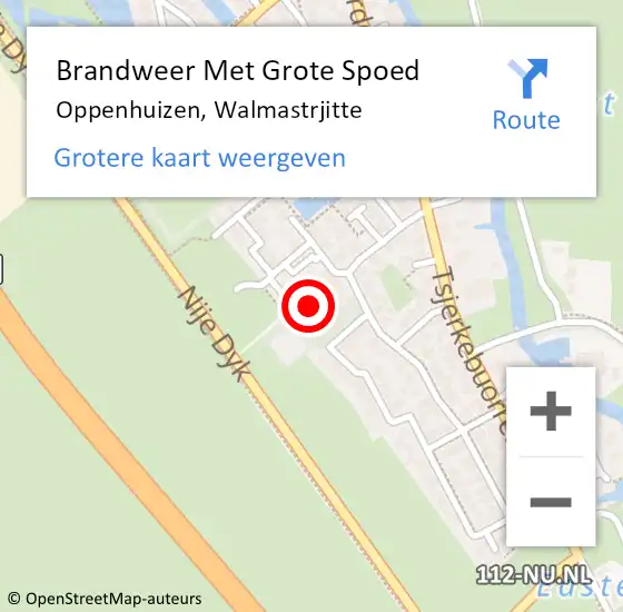 Locatie op kaart van de 112 melding: Brandweer Met Grote Spoed Naar Oppenhuizen, Walmastrjitte op 10 februari 2016 03:34