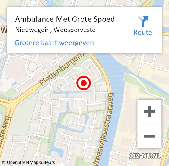 Locatie op kaart van de 112 melding: Ambulance Met Grote Spoed Naar Nieuwegein, Weesperveste op 10 februari 2016 03:46