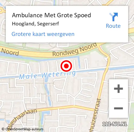 Locatie op kaart van de 112 melding: Ambulance Met Grote Spoed Naar Hoogland, Segerserf op 10 februari 2016 05:07