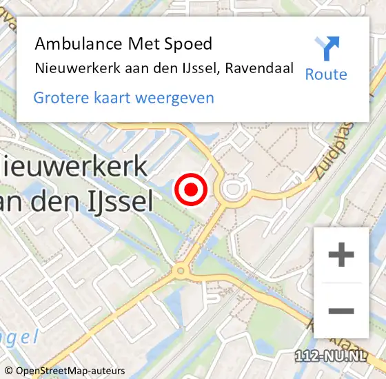 Locatie op kaart van de 112 melding: Ambulance Met Spoed Naar Nieuwerkerk aan den IJssel, Ravendaal op 10 februari 2016 06:49