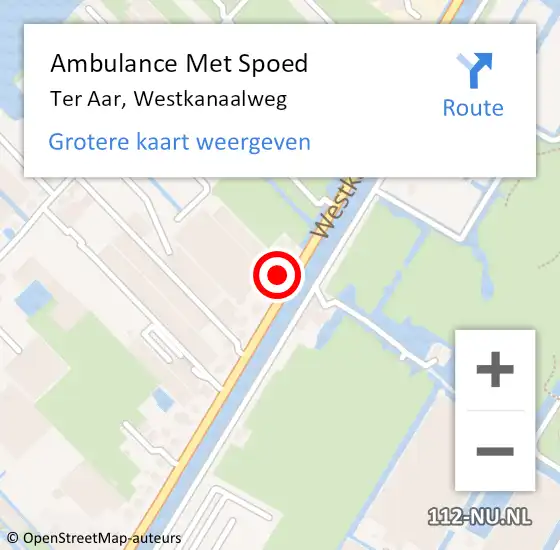 Locatie op kaart van de 112 melding: Ambulance Met Spoed Naar Ter Aar, Westkanaalweg op 10 februari 2016 08:01