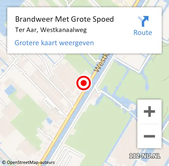 Locatie op kaart van de 112 melding: Brandweer Met Grote Spoed Naar Ter Aar, Westkanaalweg op 10 februari 2016 08:17