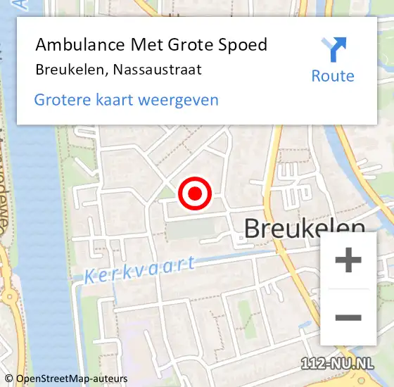 Locatie op kaart van de 112 melding: Ambulance Met Grote Spoed Naar Breukelen, Nassaustraat op 10 februari 2016 08:59